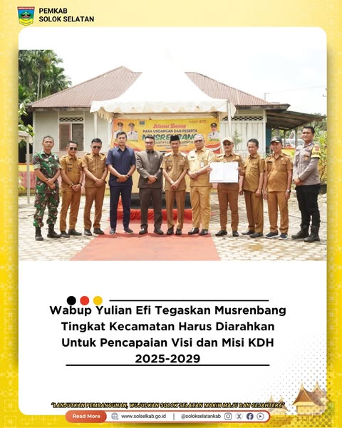 Wabup Yulian Efi Tegaskan Musrenbang Tingkat Kecamatan Harus Diarahkan Untuk Pencapaian Visi dan Misi KDH 2025-2029